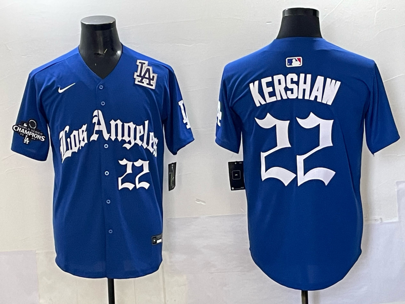 Men Los Angeles Dodgers #22 Kershaw Blue 2025 Nike MLB Jersey style 0043